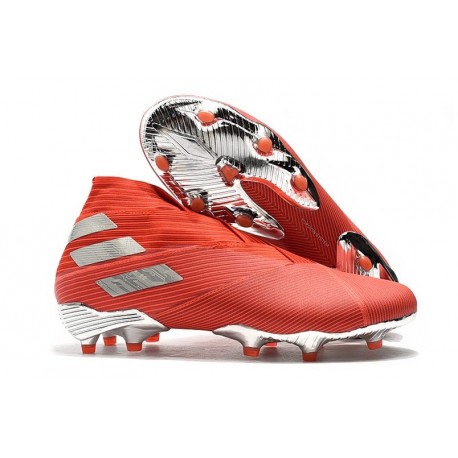 Crampons Nouveaux adidas Nemeziz 19+ FG Rouge Argent