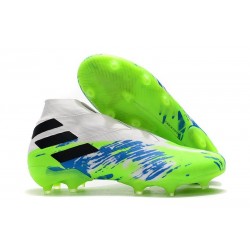 Crampons Nouveaux adidas Nemeziz 19+ FG Blanc Vert Bleu