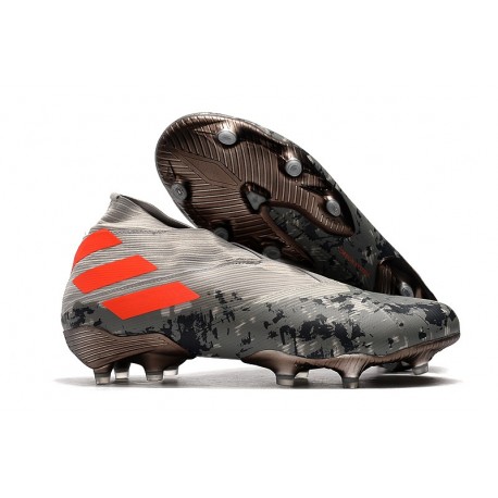 Crampons Nouveaux adidas Nemeziz 19+ FG Gris Orange Blanc