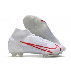 Nike Mercurial Superfly 8 Elite FG Chaussure Blanc Rouge