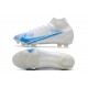 Nike Mercurial Superfly VIII Elite FG Crampon Blanc Bleu