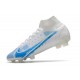 Nike Mercurial Superfly VIII Elite FG Crampon Blanc Bleu
