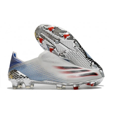 Chaussure de foot adidas X Ghosted + FG Argent Métallique Noir Foncé Ecarlate
