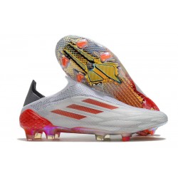 Chaussure de foot Adidas X Speedflow + FG Blanc Acier Métallique Rouge Solaire