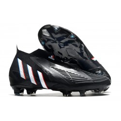 Chaussure de Football adidas Predator Edge+ FG Noir Blanc Rouge Vif