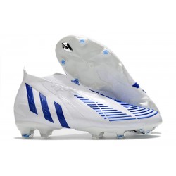 Chaussure de Football adidas Predator Edge+ FG Blanc Bleu Hi Res Blanc