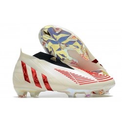Chaussure de Football adidas Predator Edge+ FG Showdown - Blanc Rouge Doré