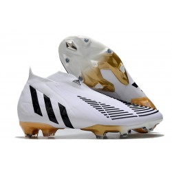 Chaussure de Football adidas Predator Edge+ FG Blanc Noir Or