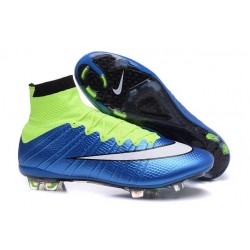 Meilleur Nike 2015 Crampon Football Mercurial Superfly FG ACC Bleu Lagon Volt Blanc