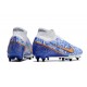 Nike Zoom Mercurial Superfly 9 Elite SG Traction Blanc Bleu