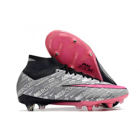 Nike Zoom Mercurial Superfly 9 Elite XXV SG Traction Argent Métallique Hyper Rose Noir