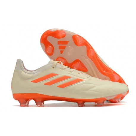 Crampons adidas Copa Pure.1 FG Blanc Cassé Orange Solaire Equipe