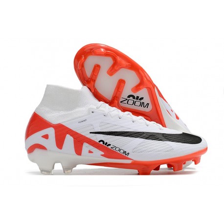 Nike Zoom Mercurial Superfly Elite 9 FG Blanc Cramoisi Vif Noir