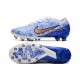 Chaussure Nike Zoom Mercurial Vapor XV Elite AG Blanc Bleu Or