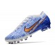Chaussure Nike Zoom Mercurial Vapor XV Elite AG Blanc Bleu Or