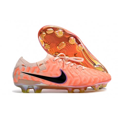 Chaussure Nike Tiempo Legend 10 Elite NU FG Goyave Givré Noir Orange Total