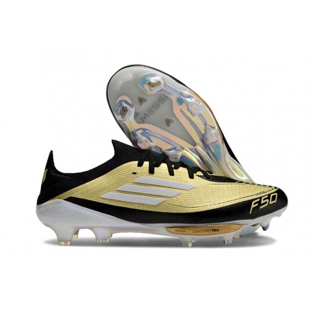 Chaussure adidas F50+ Elite FG Doré Noir Blanc 
