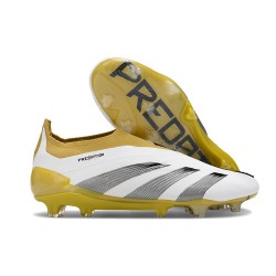Crampons adidas Predator Elite Laceless FG Blanc Or Argent