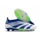 Crampons adidas Predator Elite Laceless FG Blanc Bleu Vert
