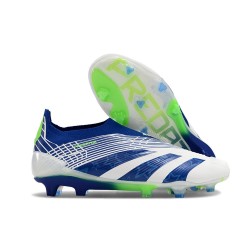 Crampons adidas Predator Elite Laceless FG Blanc Bleu Vert