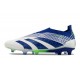 Crampons adidas Predator Elite Laceless FG Blanc Bleu Vert