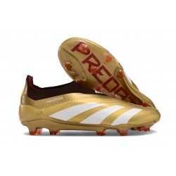 Crampons adidas Predator Elite Laceless FG Or Blanc Rouge