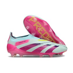 adidas Predator Elite Laceless FG Bleu Très Pâle Rose Lucide Jaune