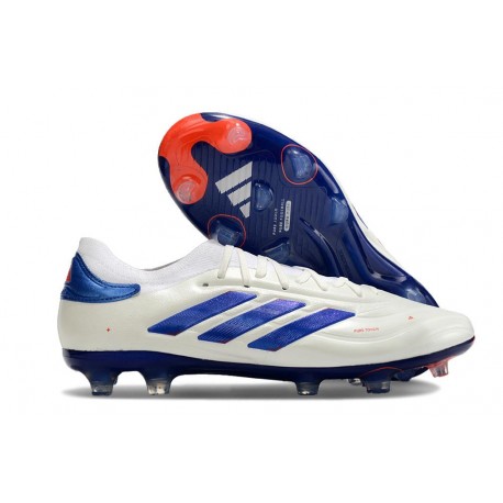 adidas Copa Pure 2+ Elite FG Cuir Blanc Ftwr Bleu Lucide Rouge Solaire