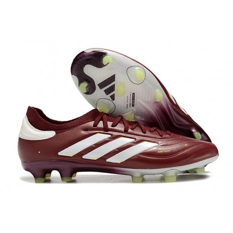 adidas Copa Pure 2+ Elite FG Cuir Rouge Ombre Blanc Jaune Solaire Equipe