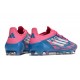 Crampons Adidas F50 Elite FG Bleu Solaire Blanc Ftwr Rose