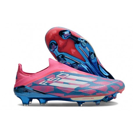 adidas F50+ Gazon Naturel FG Bleu Solaire Blanc Ftwr Rose