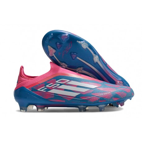 Adidas F50 Elite Sans Lacets FG Neuf Bleu Solaire Blanc Ftwr Rose