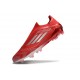 Adidas F50 Elite Sans Lacets FG Neuf Rouge Argent