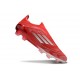 Adidas F50 Elite Sans Lacets FG Neuf Rouge Argent