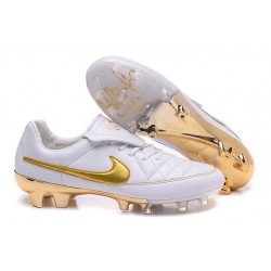 Crampon de Foot Nike Tiempo Legend R10 FG Blanc Or
