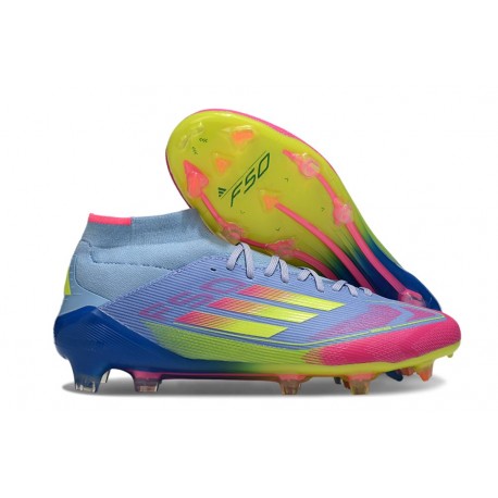 Chaussure Adidas F50 Elite Mid FG Bleu Fusion Citron Lucide Rose Lucide