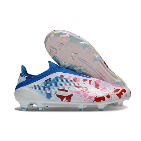 Adidas F50 Elite Sans Lacets FG Neuf Blanc Bleu Rose