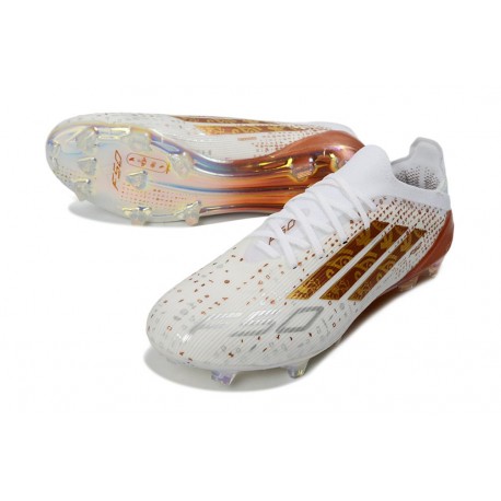 Crampons Adidas F50 Elite FG Blanc Or