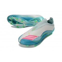 adidas F50+ Laceless FG X Messi Blanc Ftwr Rose Lucide Flash Aqua