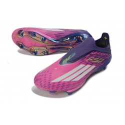 adidas Chaussures de football F50+ Laceless FG Rose Violet Blanc