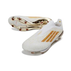 adidas Chaussures de football F50+ Laceless FG Blanc Or