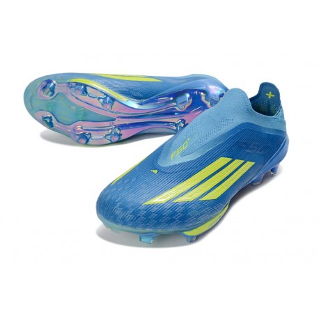 adidas Chaussures de football F50+ Laceless FG MESSI Equipe Bleu Royal Jaune Solaire Bleu Semi Eclatant