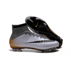 Nouveaux 2016 Crampon Nike Mercurial Superfly CR7 324K Gold Argent Noir Orange