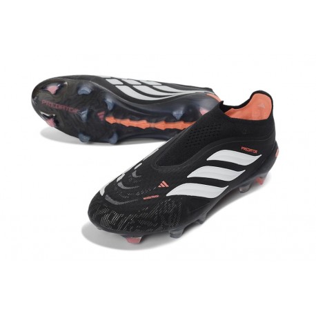 Crampons de Foot adidas Predator Laceless Elite FG Noir Blanc