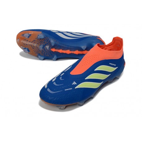 Crampons de Foot adidas Predator Laceless Elite FG Bleu Orange Vert Citron