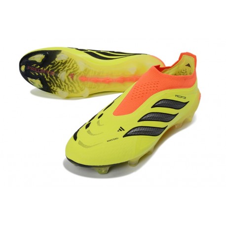 Crampons de Foot adidas Predator Laceless Elite FG Jaune Orange Noir