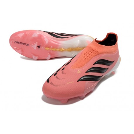 Crampons de Foot adidas Predator Laceless Elite FG Rose Noir