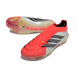 Crampons de Foot adidas Predator Laceless Elite FG Rouge Blanc Noir