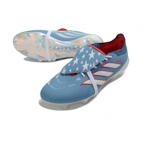 Crampons de Foot adidas Predator Tongue Elite FG Bleu Blanc