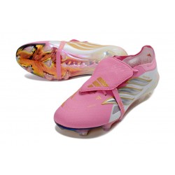 Crampons de Foot adidas Predator Tongue Elite FG Rose Blanc